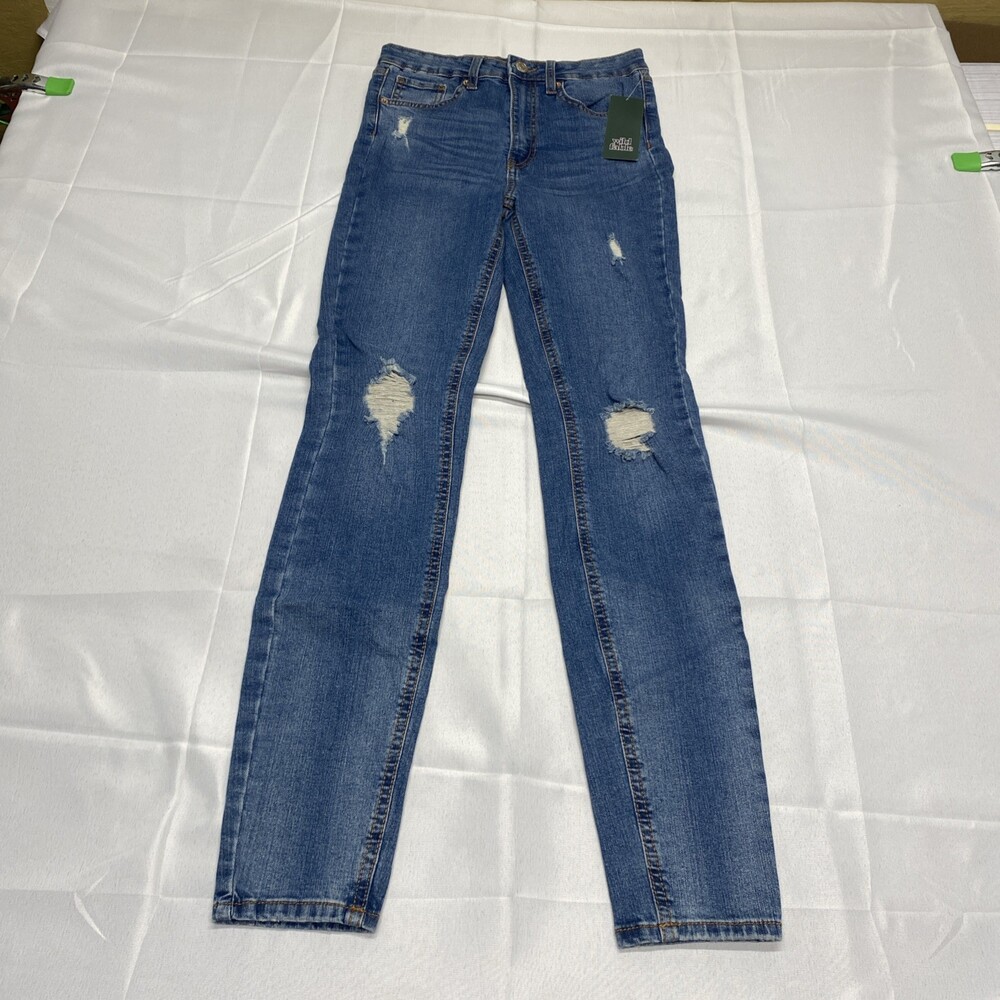 NWT Wild Fable Highest Rise Skinny Blue Ripped Distressed Jeans Size 2/26